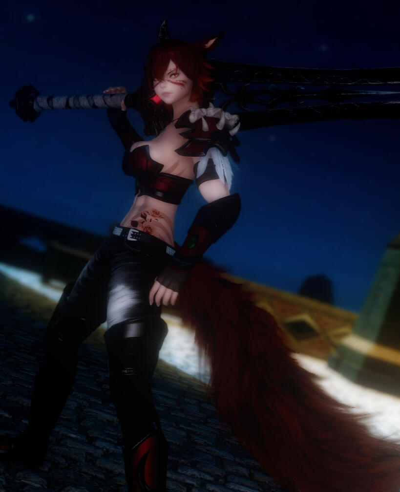 A photo of Lai'lani Shoboshi, a Miqo'te girl and the 1st daughter of A'kane and Jason.