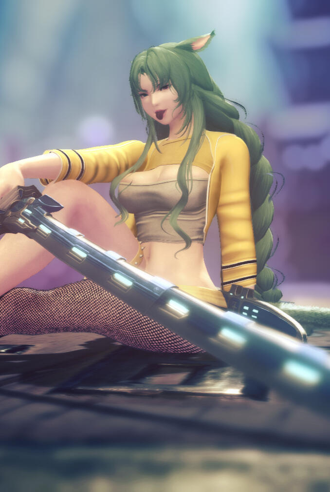 A photo of Lai'lani Shoboshi, a Miqo'te girl and the 1st daughter of A'kane and Jason.