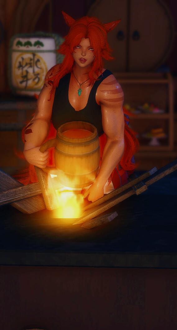 A photo of Lai'lani Shoboshi, a Miqo'te girl and the 1st daughter of A'kane and Jason.
